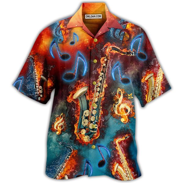 Saxophone Music Love It Red Black Blue - Hawaiian Shirt Jezsport.com