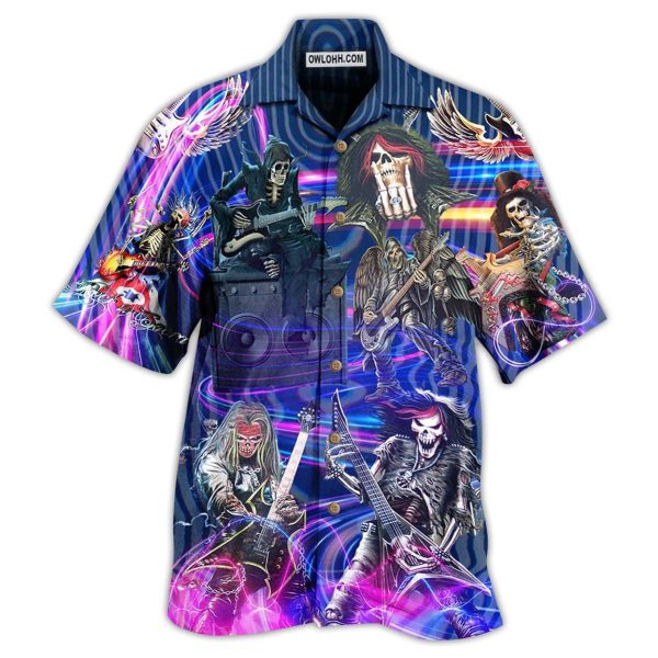 Guitar Skull Music Skull Crazy Purple - Hawaiian Shirt Jezsport.com