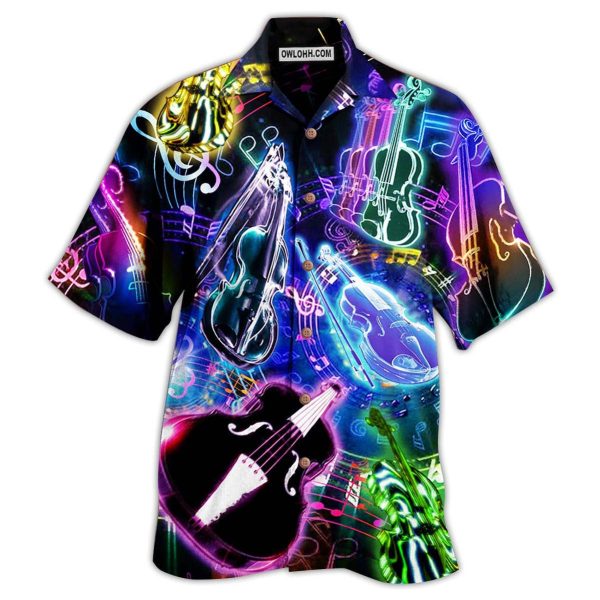 Violin Music Neon Style - Hawaiian Shirt Jezsport.com