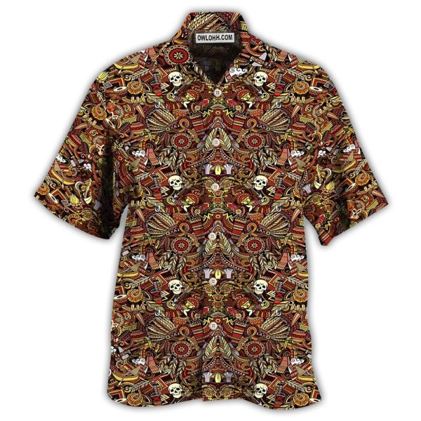 Native Skull Pattern Cool - Hawaiian Shirt Jezsport.com