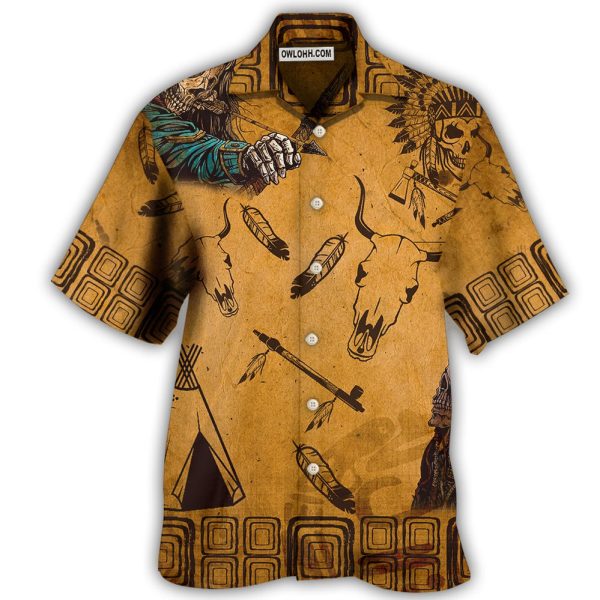 Native Skull War Vintage - Hawaiian Shirt Jezsport.com