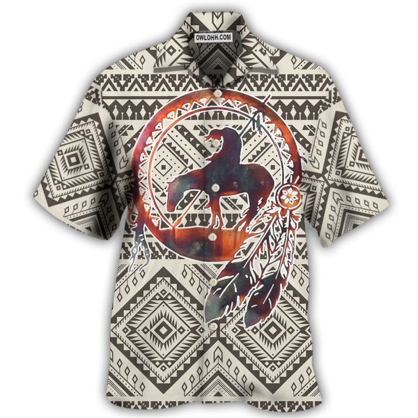 Native Style Cool Love Peace Pattern Feather - Hawaiian Shirt Jezsport.com