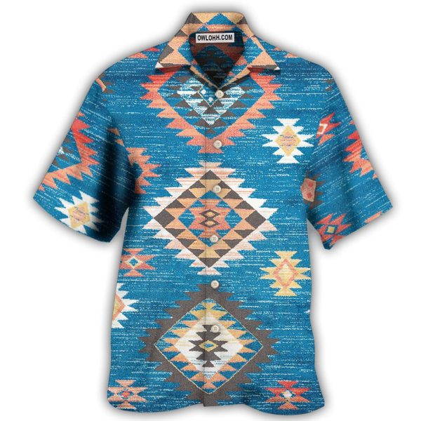 Native Style Love Peace Blue Pattern - Hawaiian Shirt Jezsport.com