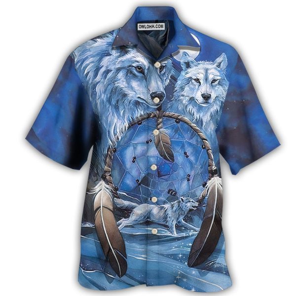 Native Style Love Peace Blue Wolf - Hawaiian Shirt Jezsport.com