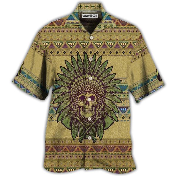 Native Skull Style Love Peace Pattern - Hawaiian Shirt Jezsport.com