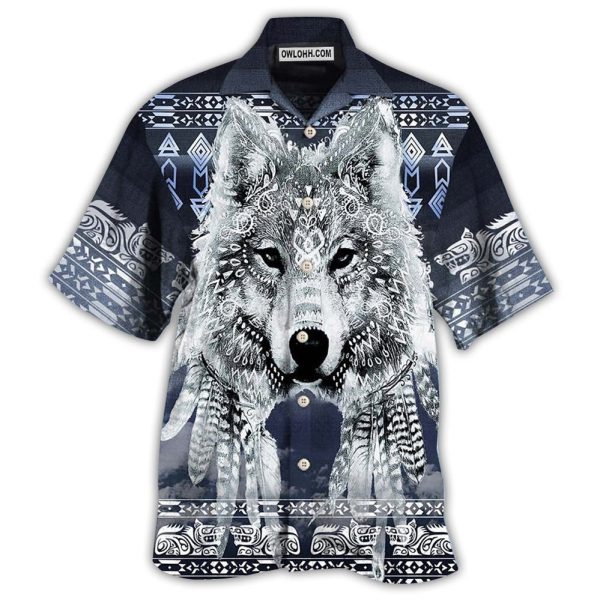 Native Style Love Peace Wolf Pattern - Hawaiian Shirt Jezsport.com