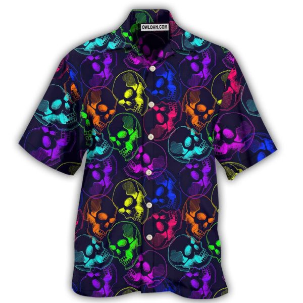 Skull Neon Big Cool - Hawaiian Shirt Jezsport.com