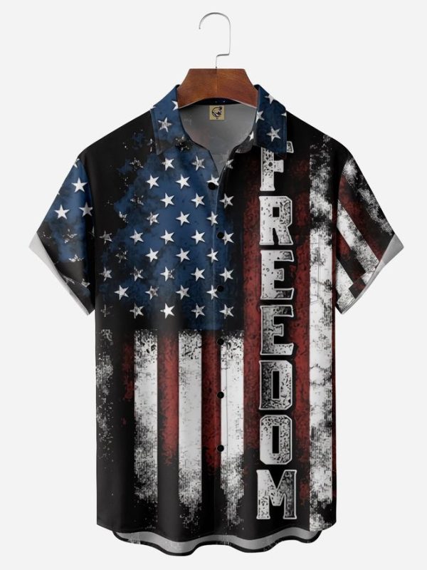 America Freedom Chest Pocket Short Sleeve Casual Shirt Hawaiian Shirt Jezsport.com