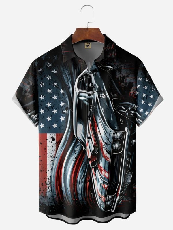 American Muscle Car Chest Pocket Short Sleeve Casual Shirt Hawaiian Shirt Jezsport.com