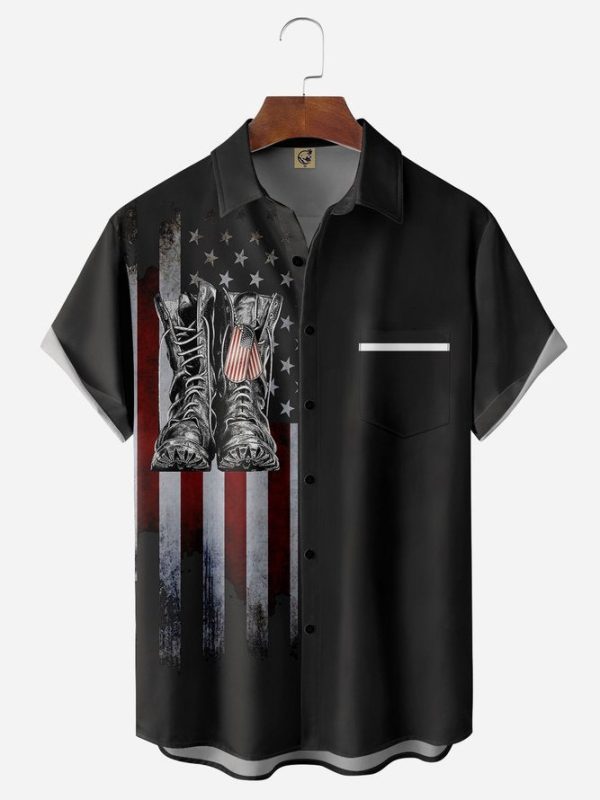 Veterans Day Chest Pocket Short Sleeve Shirt Hawaiian Shirt Jezsport.com