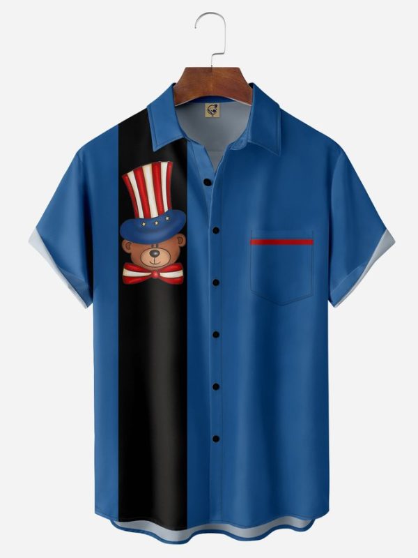 American Beer Chest Pocket Short Sleeve Bowling Shirt Hawaiian Shirt Jezsport.com