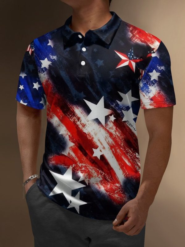 USA Flag Button Down Short Sleeve Polo Shirt Hawaiian Shirt Jezsport.com