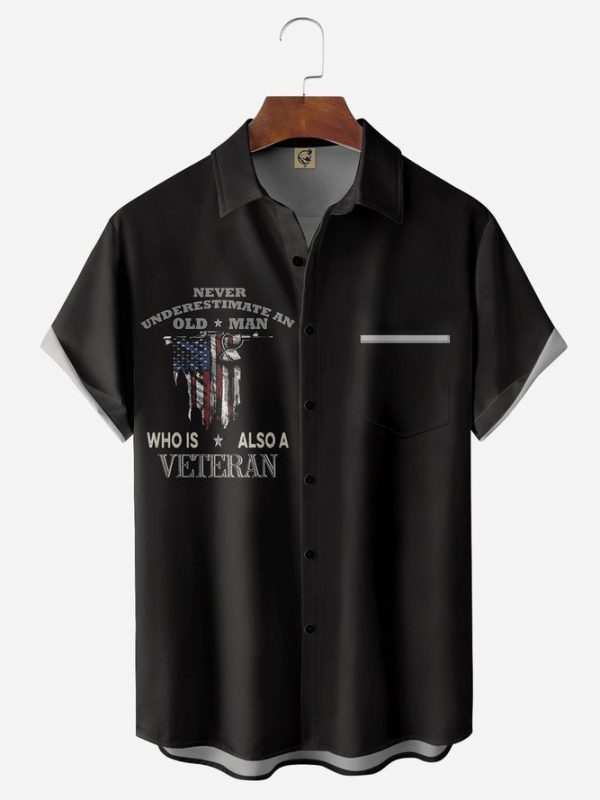 Veterans Chest Pocket Short Sleeve Casual Shirt Hawaiian Shirt Jezsport.com