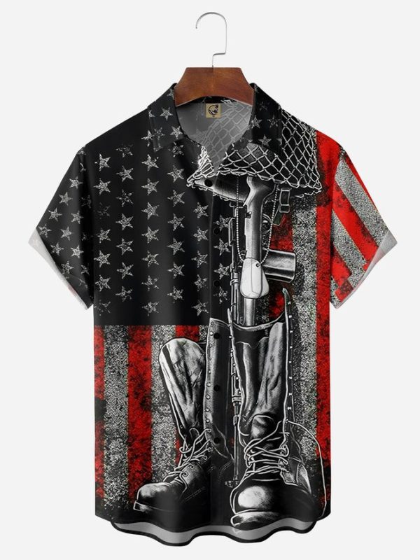 Veterans Memorial Day Chest Pocket Short Sleeve Shirt Hawaiian Shirt Jezsport.com