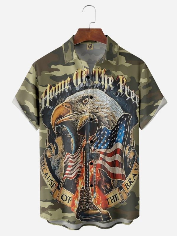 Veterans Memorial Day Chest Pocket Short Sleeve Shirt Hawaiian Shirt Jezsport.com