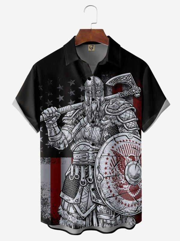 Viking Legend Chest Pocket Short Sleeve Shirt Hawaiian Shirt Jezsport.com