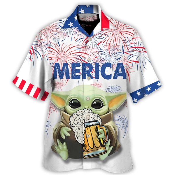 SW Baby Yoda With Beer - Hawaiian Shirt Jezsport.com