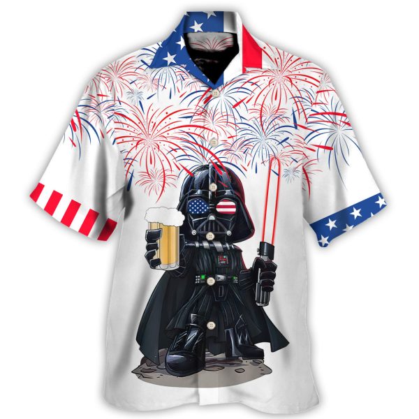 Independence Day SW Darth Vader With Beer - Hawaiian Shirt Jezsport.com