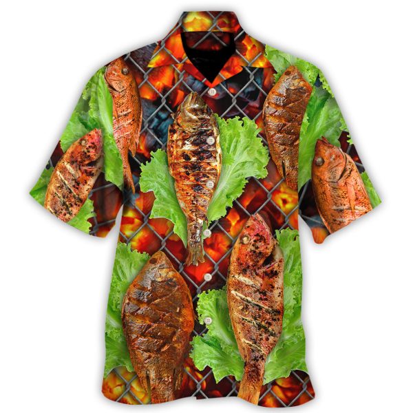 Food Delicious Grilled Fish BBQ Style - Hawaiian Shirt Jezsport.com