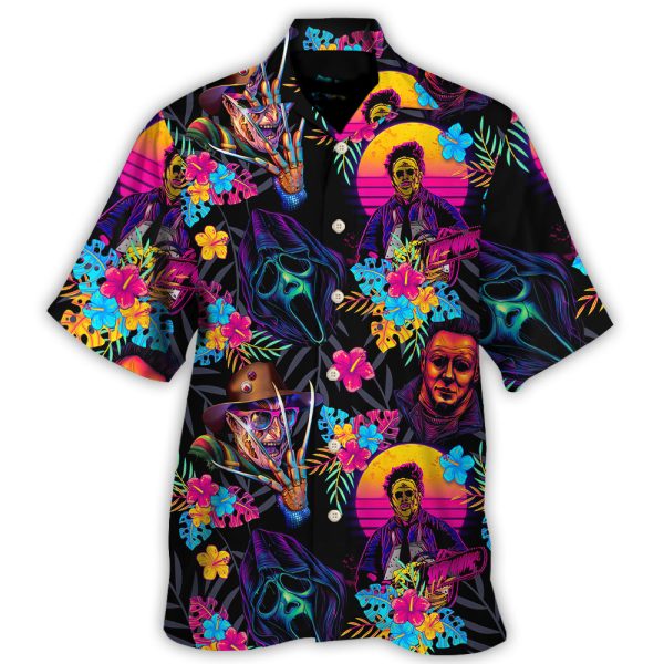 Horror movie Retro Flower Tropical Style - Hawaiian Shirt Jezsport.com