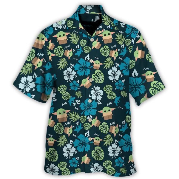 Starwars Grogu Baby Yoda Tropical Leaves- Hawaiian Shirt For Men, Women Jezsport.com