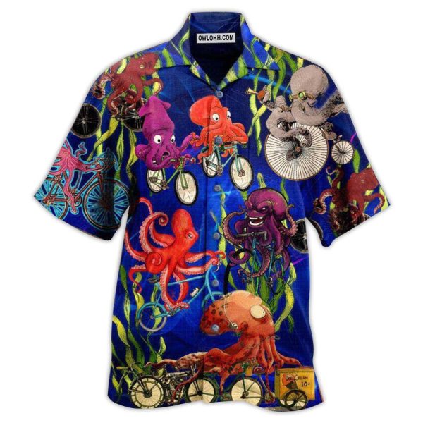 Octopus Could An Octopus Ride A Bicycle - Hawaiian Shirt Jezsport.com