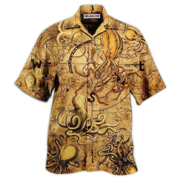 Octopus Hunting Treasure Vintage - Hawaiian Shirt Jezsport.com