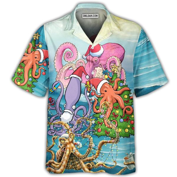 Octopus Merry Xmas Fullcolor Style - Hawaiian Shirt Jezsport.com