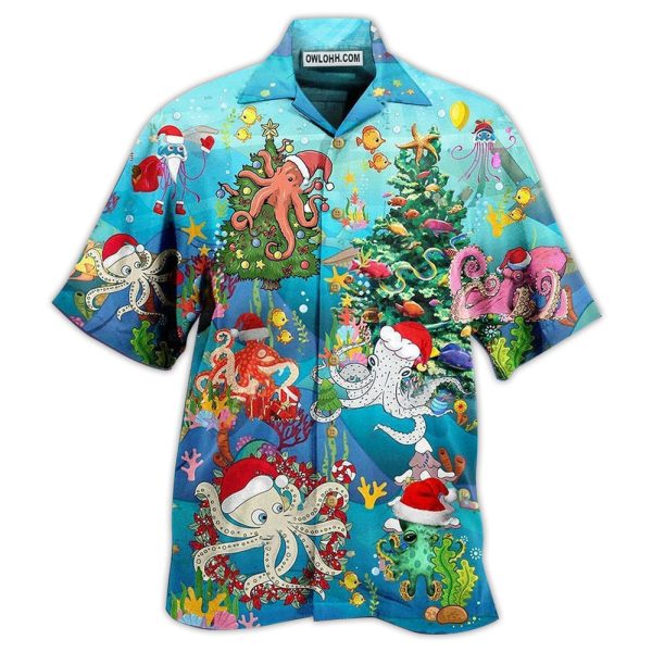 Octopus Merry Xmas Happy - Hawaiian Shirt Jezsport.com