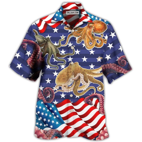 Octopus Independence Day USA Flag - Hawaiian Shirt Jezsport.com