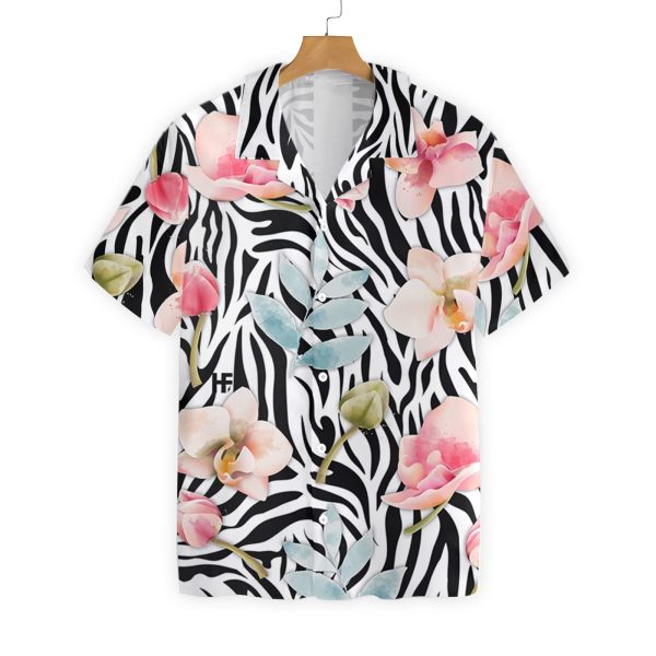 Orchid Zebra Watercolor Painting Art Hawaiian Shirt Jezsport.com