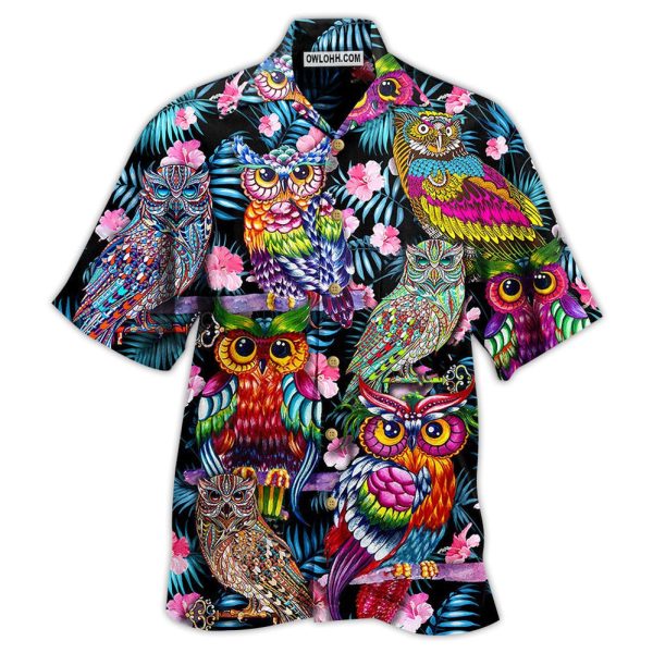 Owl And Nice Flowers - Hawaiian Shirt Jezsport.com