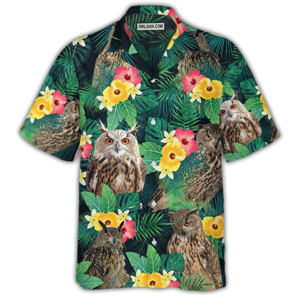 Owl Tropical Summer Floral Vibes - Hawaiian Shirt Jezsport.com