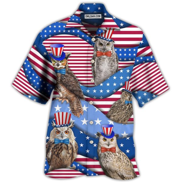 Owl USA Flag Independence Day - Hawaiian Shirt Jezsport.com