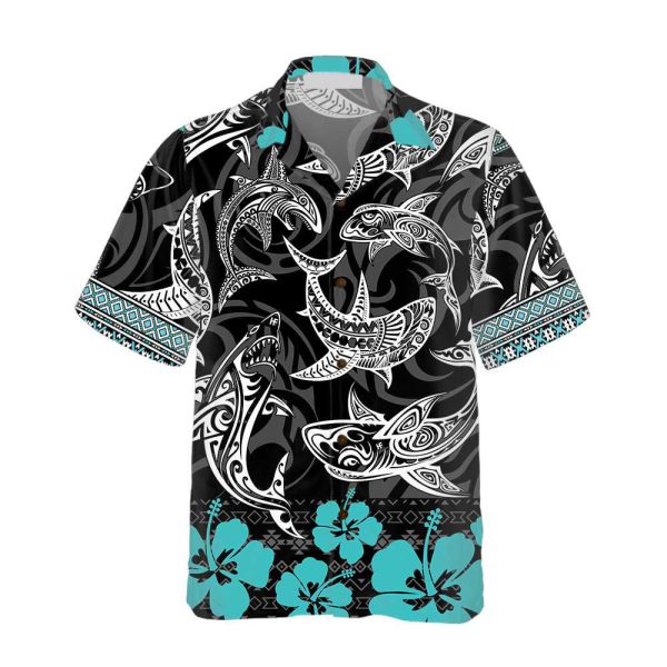 Polynesian Shark Hawaiian Shirt, Shark Print Shirt Jezsport.com