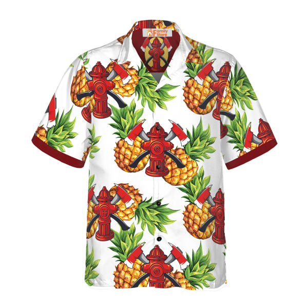 Pineapple Seamless Pattern Firefighter Hawaiian Shirt Jezsport.com