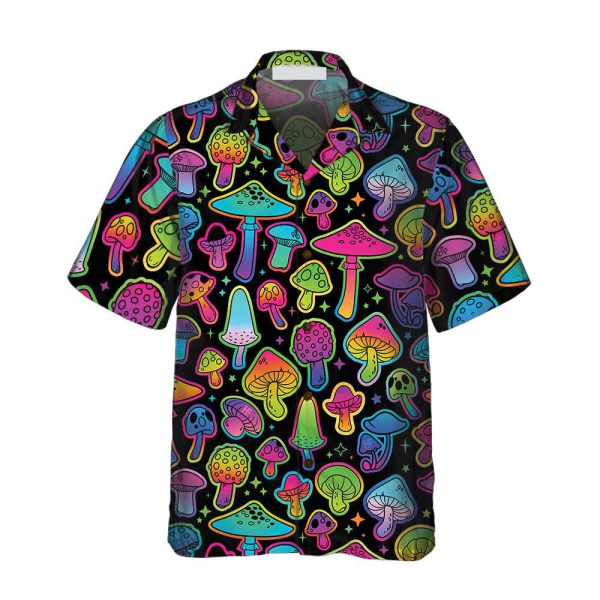 Printed Trippy Psychedelic Mushroom Pattern Hawaiian Shirt Jezsport.com