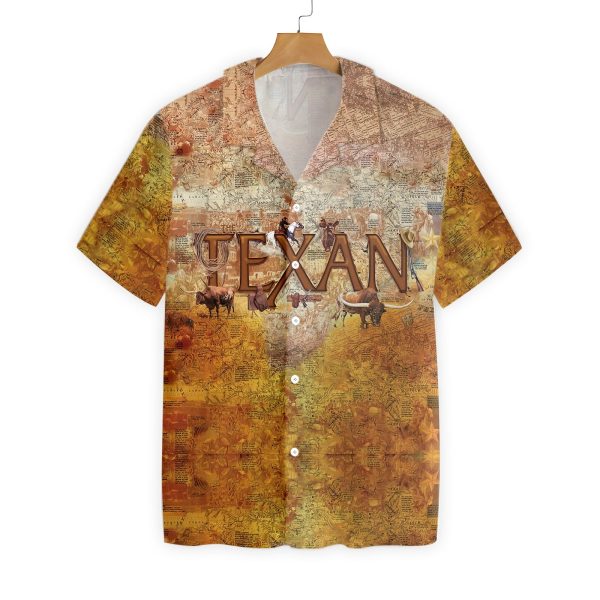 Patriotic Texas Unique Longhorns And Map Pattern Hawaiian Shirt Jezsport.com