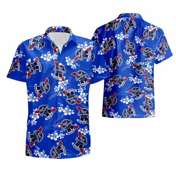 Pabst Blue Ribbon Hawaiian Sleeve summer shirt Jezsport.com