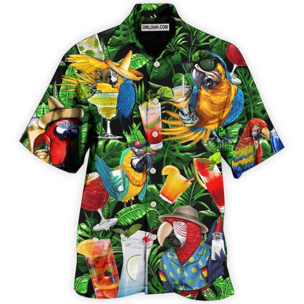 Parrot Drinking Cocktail Style - Hawaiian shirt Jezsport.com