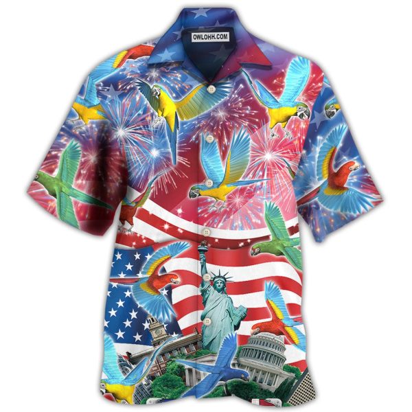 Parrot America Flag Independence Day - Hawaiian Shirt Jezsport.com