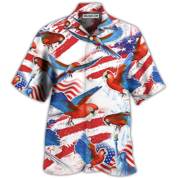 Parrot US Flag Independence Day - Hawaiian Shirt Jezsport.com