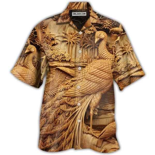 Peacock Woodcarving - Hawaiian shirt Jezsport.com