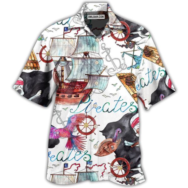 Pirate Ship Anchor White Style - Hawaiian shirt Jezsport.com