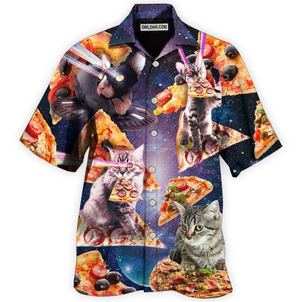 Cat Into The Galaxy Pizza Sky - Hawaiian Shirt Jezsport.com