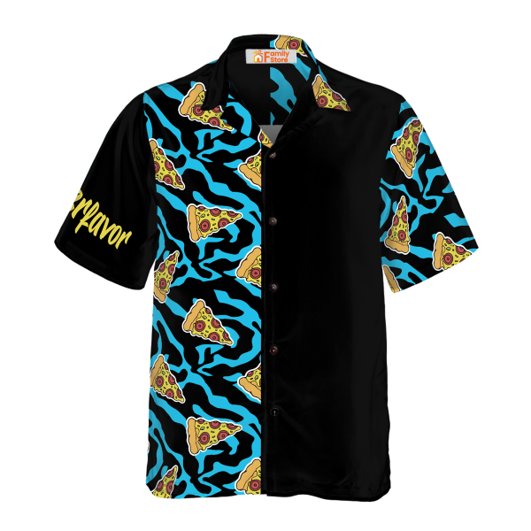 Pizza On Blue Zebra Print Hawaiian Shirt Jezsport.com