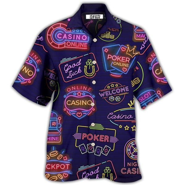 Poker Neon Casino Art - Hawaiian Shirt Jezsport.com