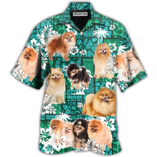 Pomeranian Green Tropical Dog Lover - Hawaiian Shirt Jezsport.com