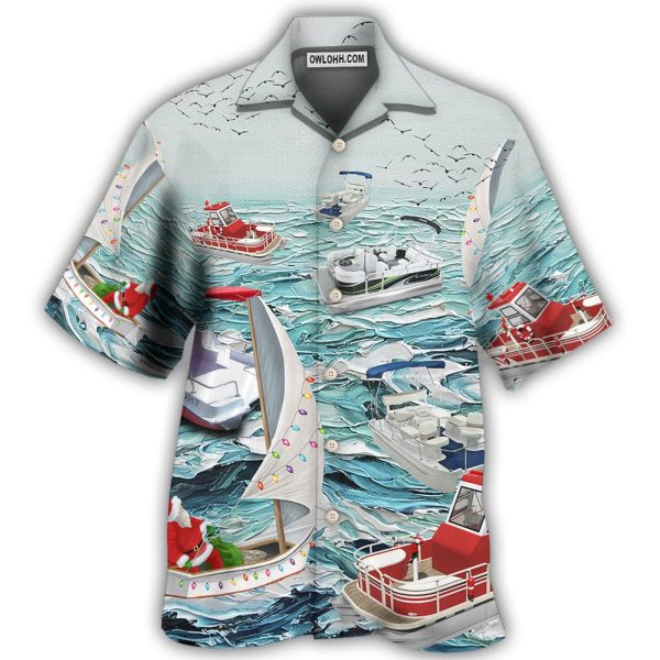 Pontoon Sailing To Christmas - Hawaiian Shirt Jezsport.com