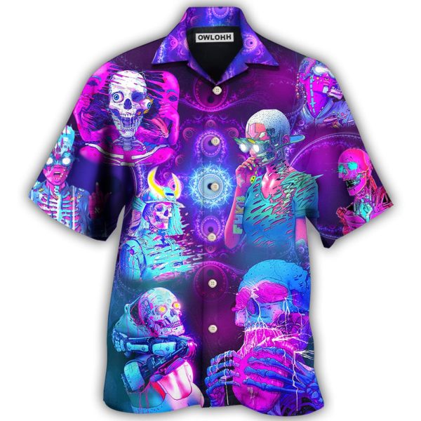 Skull Psychic Skull Face Future Style With Purple - Hawaiian Shirt Jezsport.com